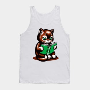 Cute kitty reading book Tank Top